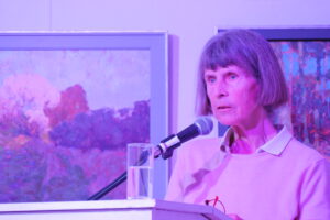 Felicitas Andresen bei einer Lesung der Großraumdichten-Kleinstadtgeschichten.