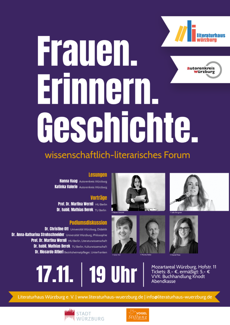 Plakat zum Veranstaltungsformat am 17.11.2026 Frauen. Erinnern. Geschichte.